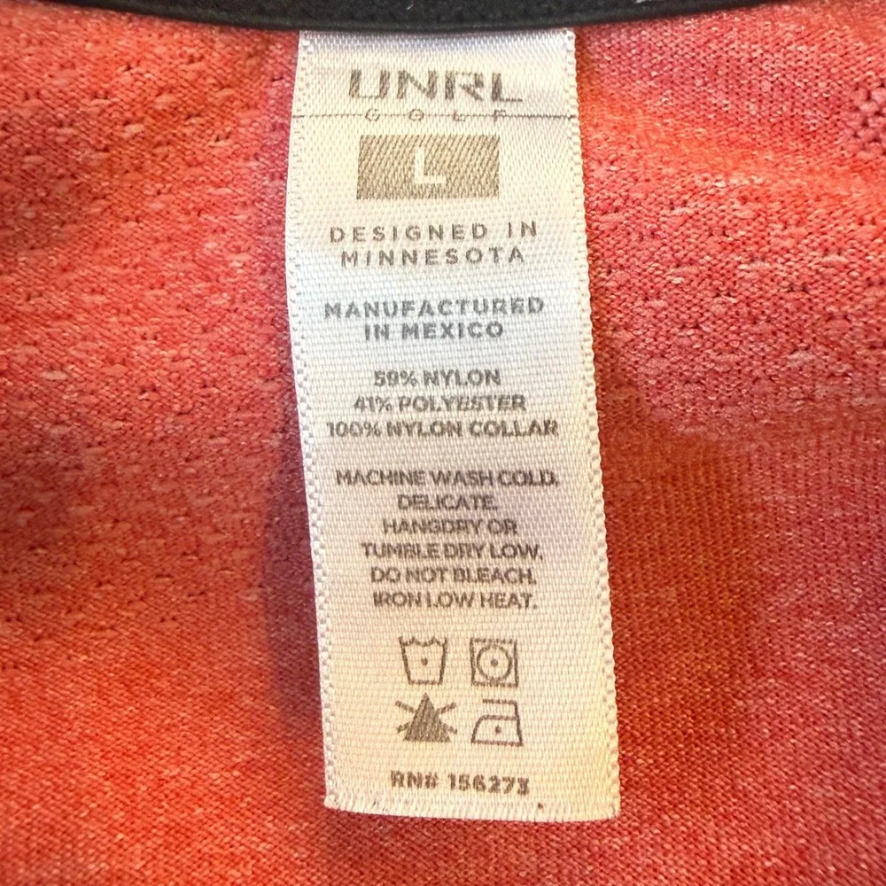 UNRL Golf Mens Red Camo Jacquard Polo Shirt Navy Collar Size Large L‎